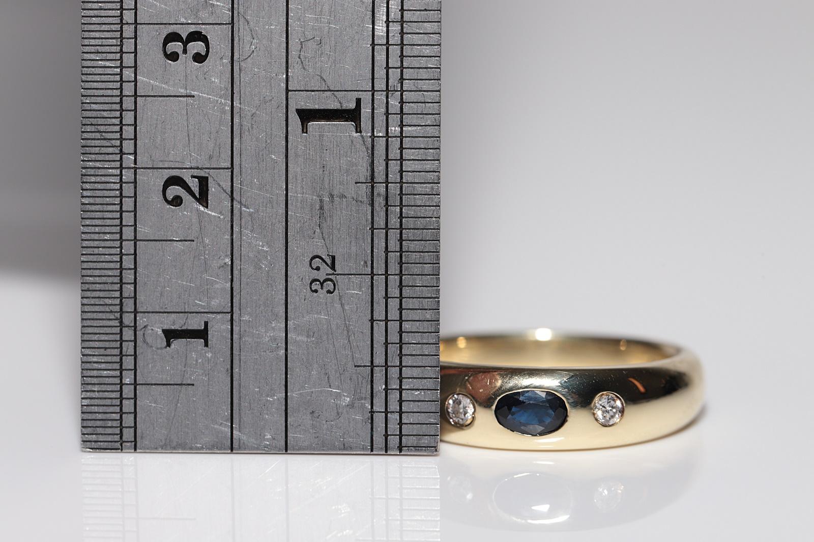 Vintage Circa 1980er Jahre 14k Gold Natürlicher Diamant und Saphir Dekorierter Ring im Angebot 4