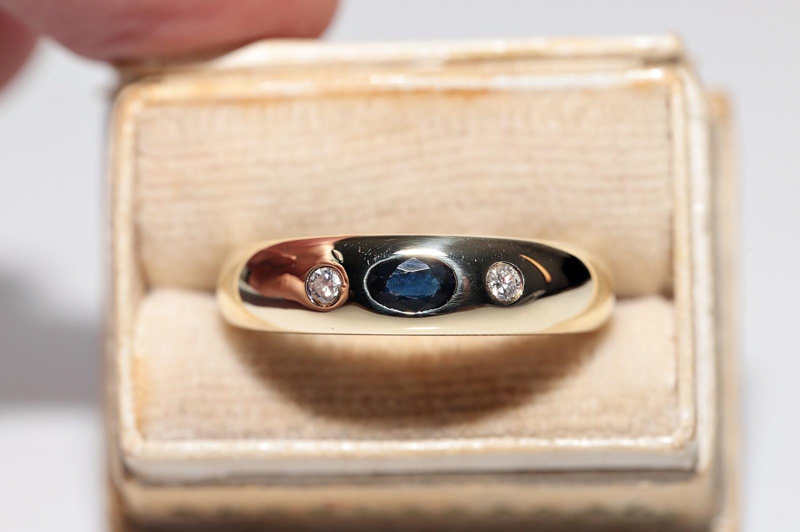 In sehr gutem Zustand.
Das Gesamtgewicht beträgt 7.9 Gramm.
Insgesamt ist Diamant 0,10 ct.
Der Diamant hat die Farbe G und die Reinheit V.
Ringgröße ist US 8.25 
Wir können jede Größe herstellen.
Die Box ist nicht enthalten.
Säure getestet, um 14k