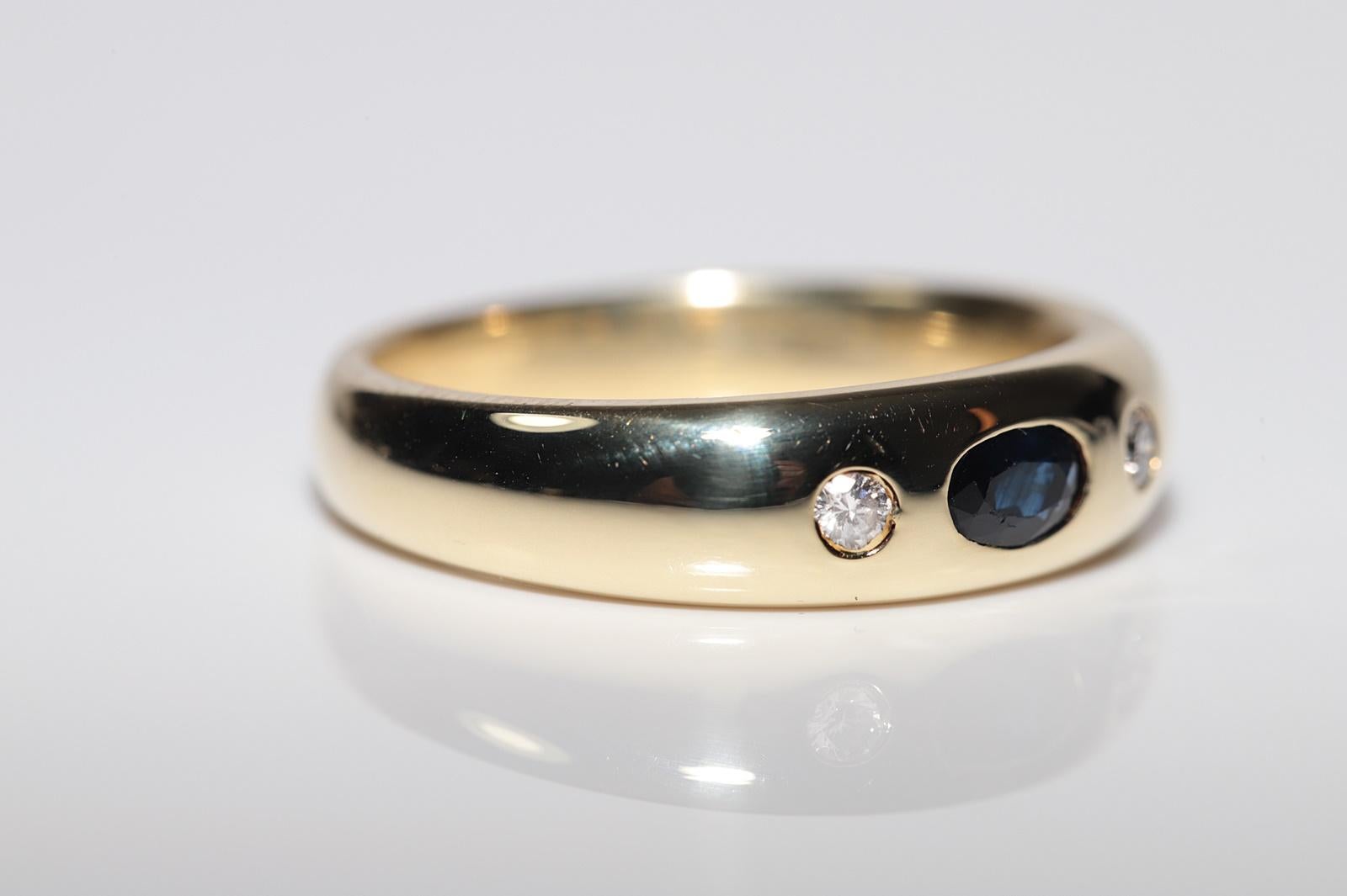 Vintage Circa 1980er Jahre 14k Gold Natürlicher Diamant und Saphir Dekorierter Ring im Zustand „Gut“ im Angebot in Fatih/İstanbul, 34