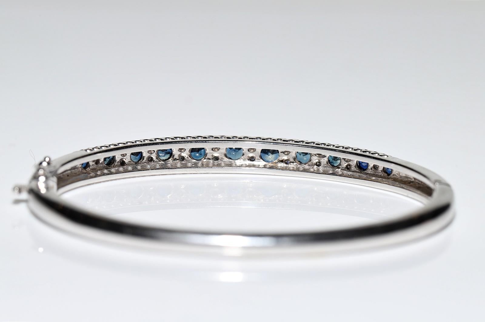 Vintage Circa 1980s 14k Gold Natural Diamond And Sapphire Decorated Bracelet  For Sale 6