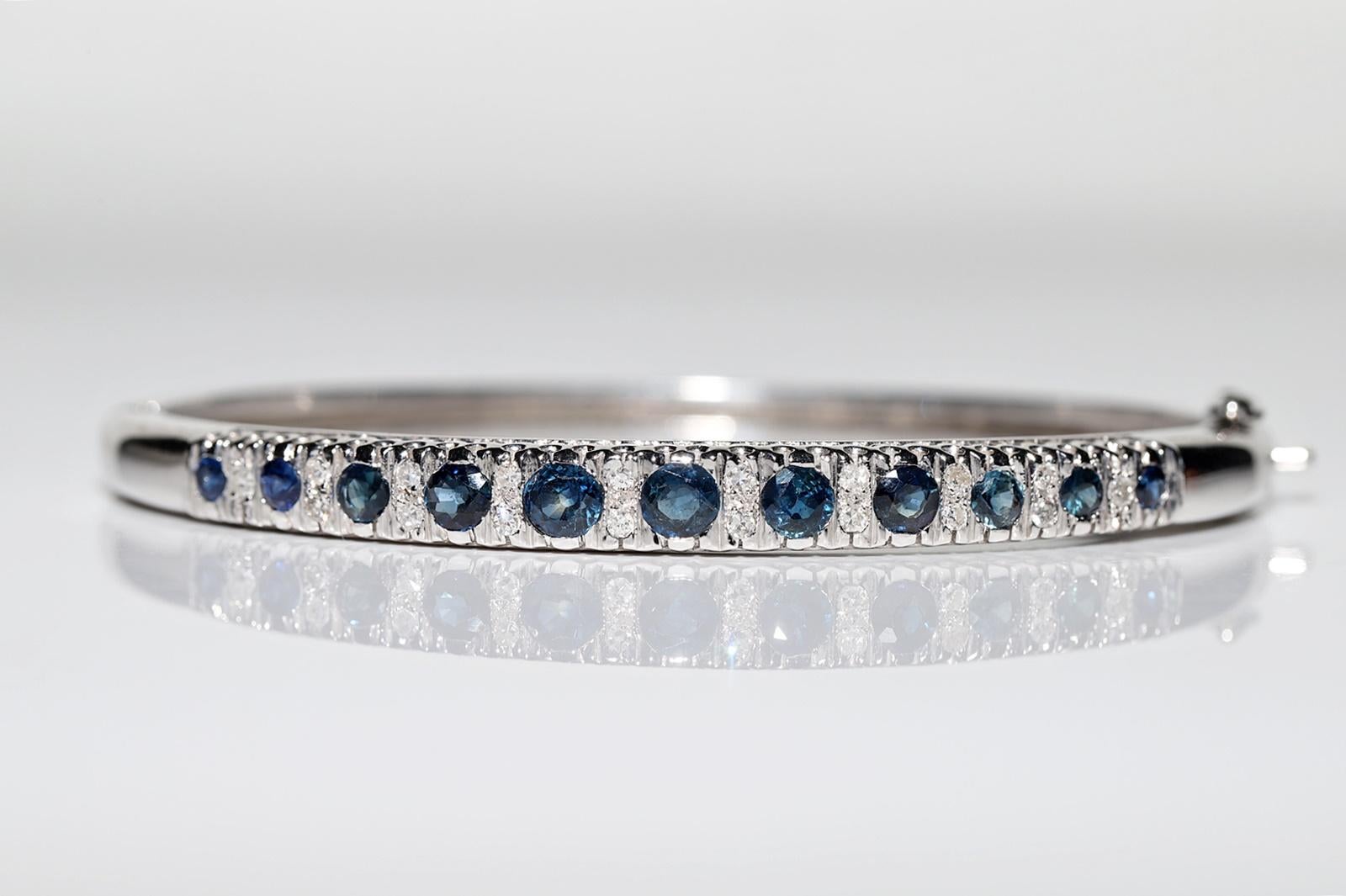 Women's Vintage Circa 1980s 14k Gold Natural Diamond And Sapphire Decorated Bracelet  For Sale