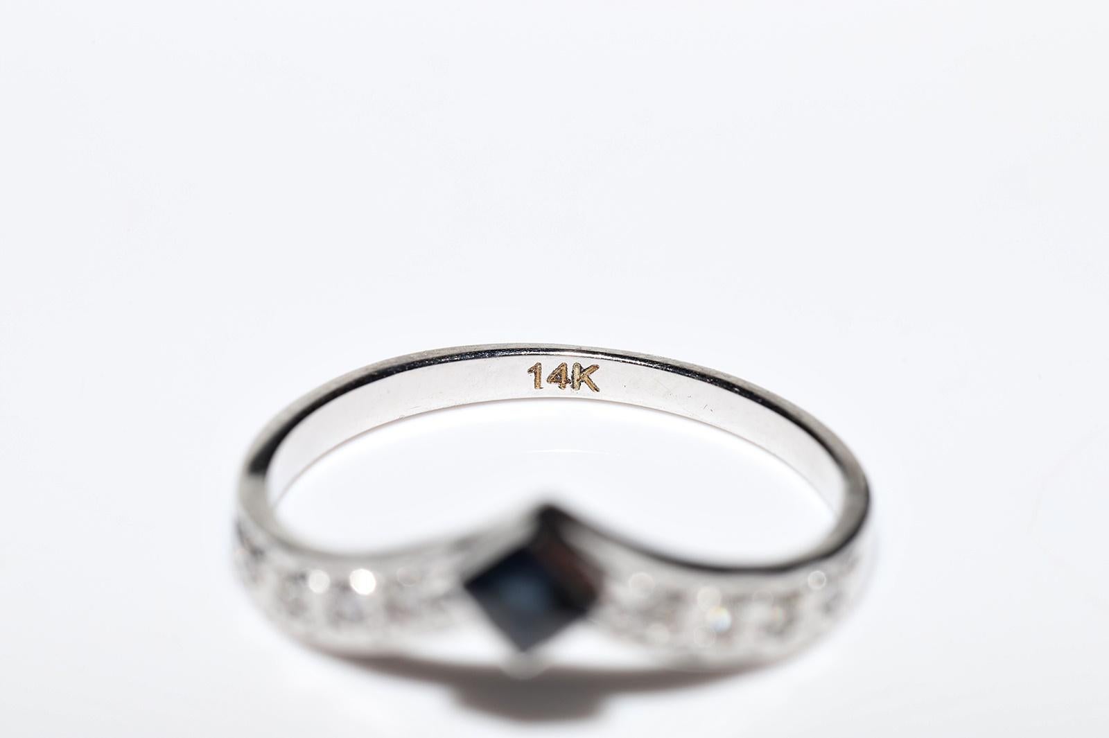Vintage Circa 1980er Jahre 14k Gold Natürlicher Diamant und Saphir Dekorierter Ring im Angebot 5