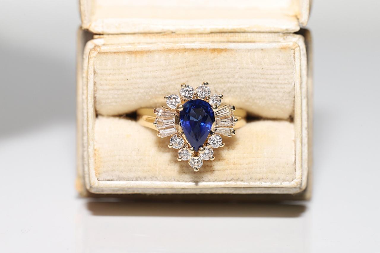 In very good condition.
Total weight is diamond 0.70 ct.
The diamond is has G-H color and vvs-vs clarity.
Totally is sapphire 1.10 ct.
Ring size is US 5.2 (We offer free resizing)
We can make any size.
Box is not included.
Please contact for any
