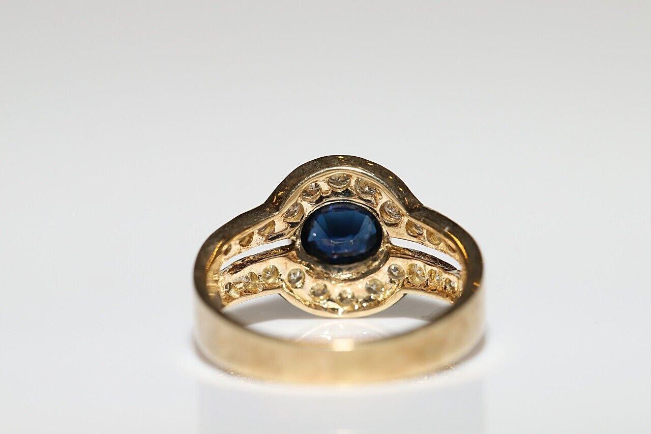 Women's Vintage Circa 1980s 14k Gold Natural Diamond And Sapphire Decorated Ring  For Sale