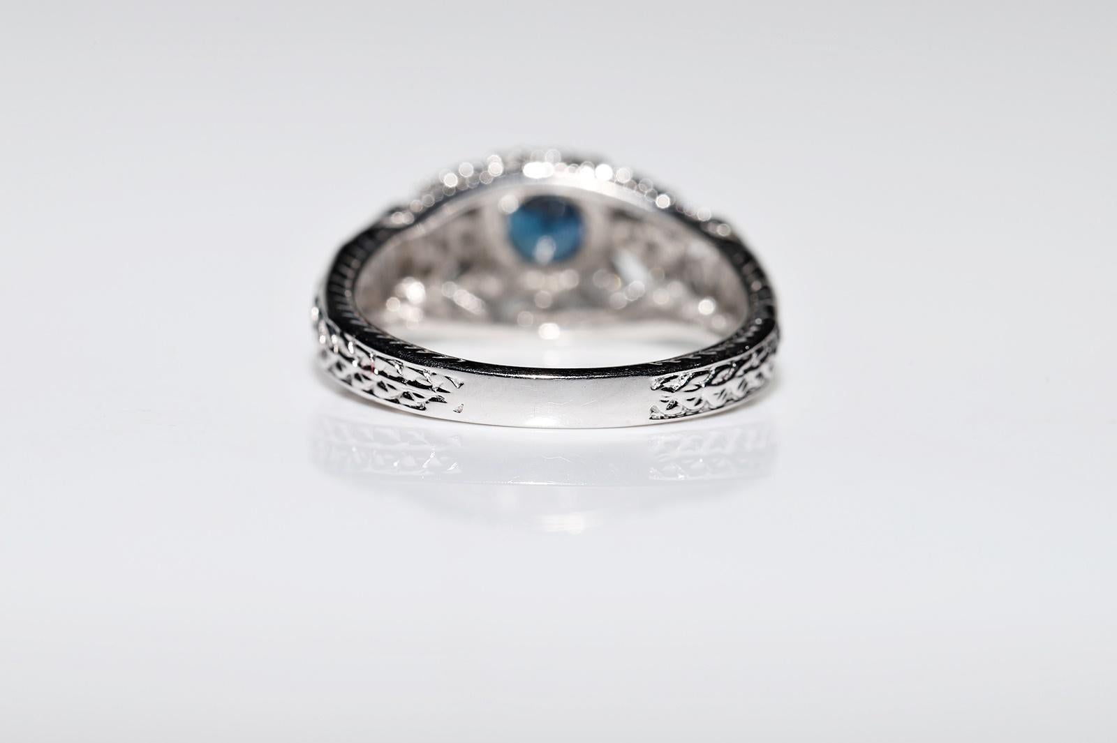 Vintage Circa 1980er Jahre 14k Gold Natürlicher Diamant und Saphir Dekorierter Ring im Angebot 2