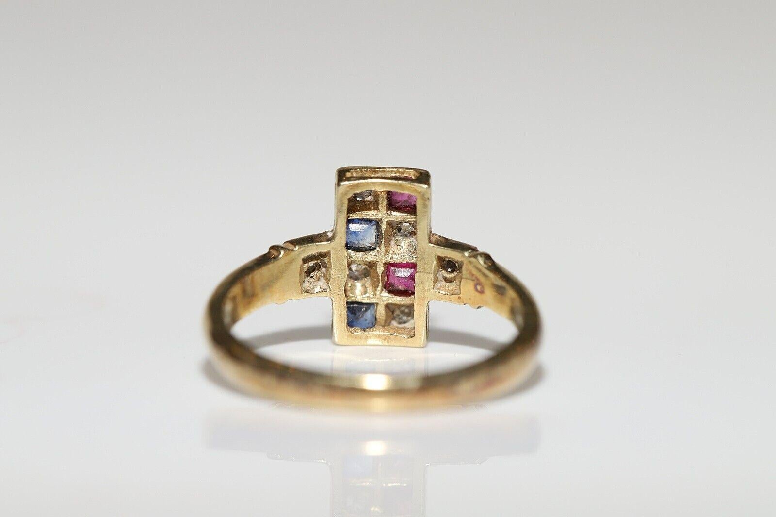 Women's Vintage Circa 1980s 14k Gold Natural Diamond And Sapphire Ruby Ring For Sale