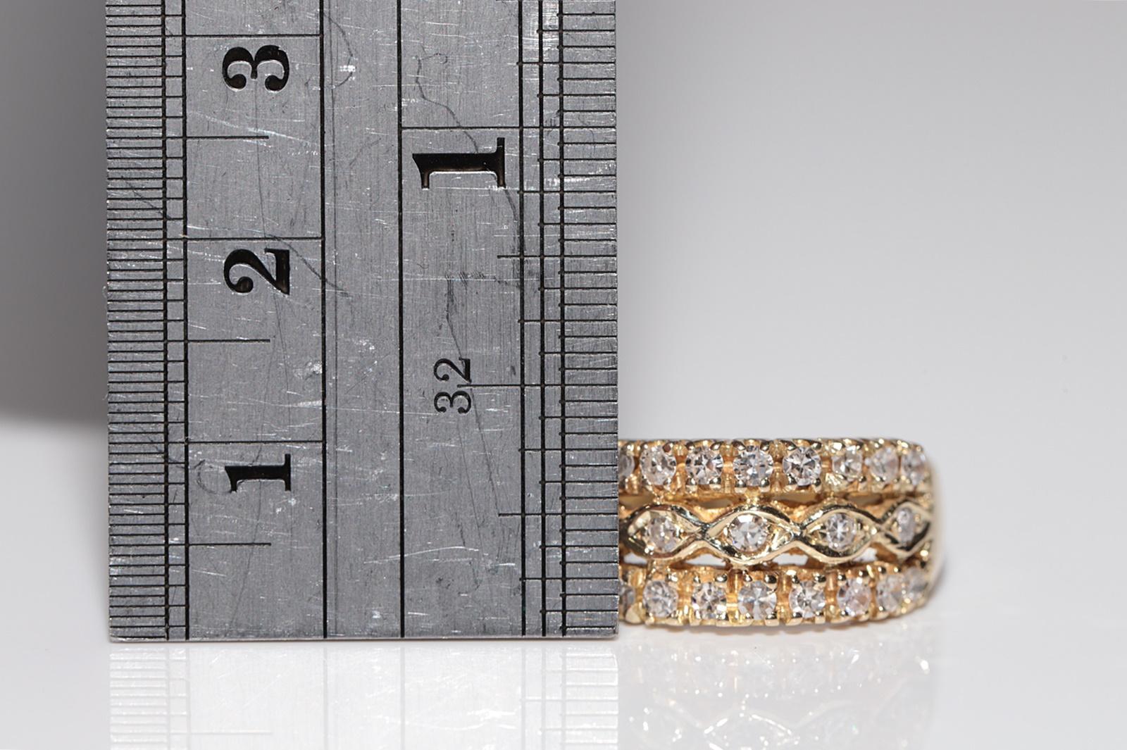 Vintage Circa 1980er Jahre 14k Gold Natürlicher Diamant Dekorierter Bandring im Angebot 6