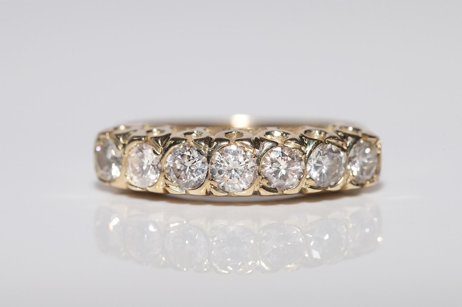 Brilliant Cut Vintage Circa 1980s 14k Gold Natural Diamond Decorated Band Ring For Sale