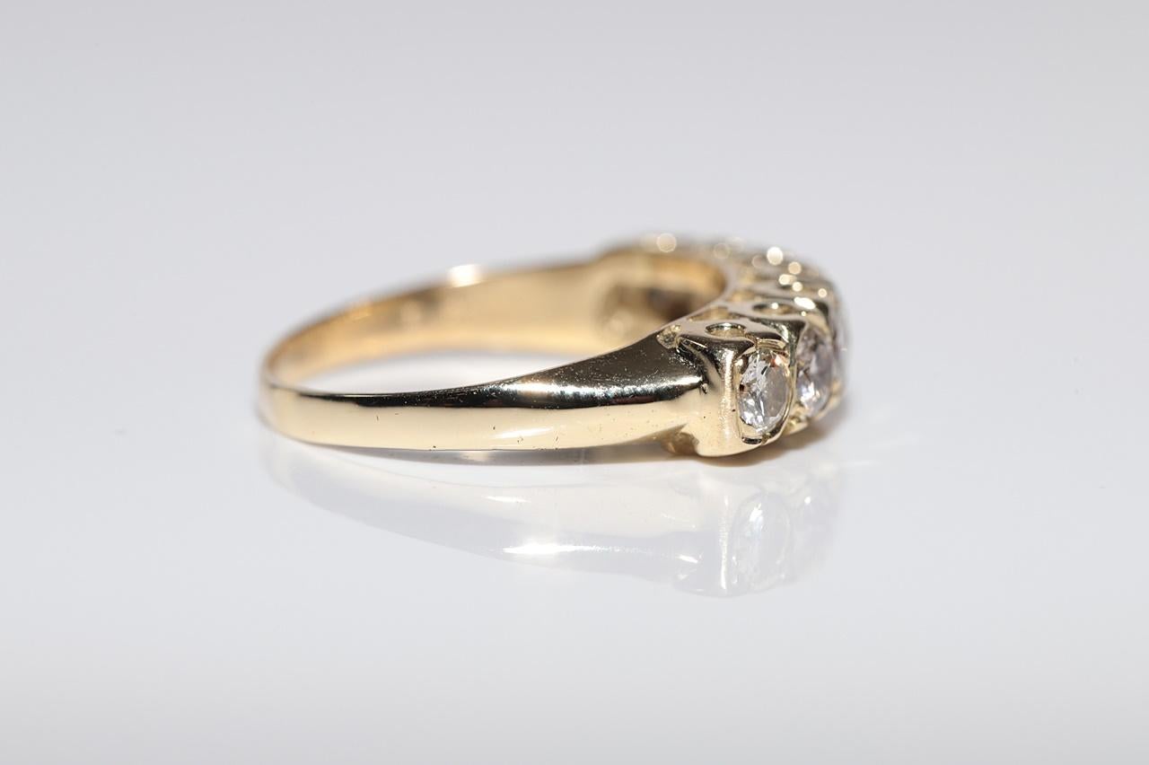 Women's Vintage Circa 1980s 14k Gold Natural Diamond Decorated Band Ring For Sale