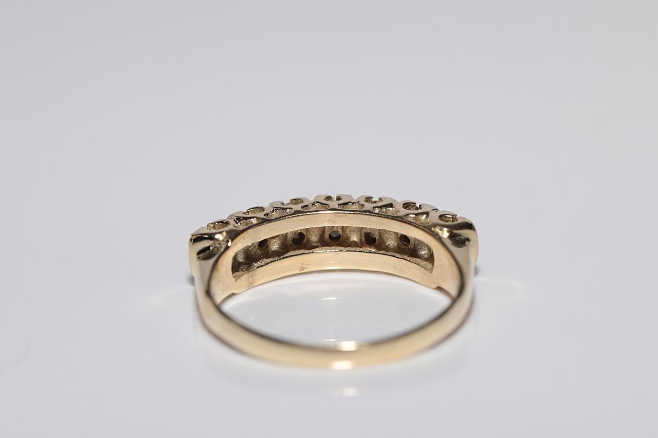 Vintage Circa 1980s 14k Gold Natural Diamond Decorated Band Ring For Sale 2