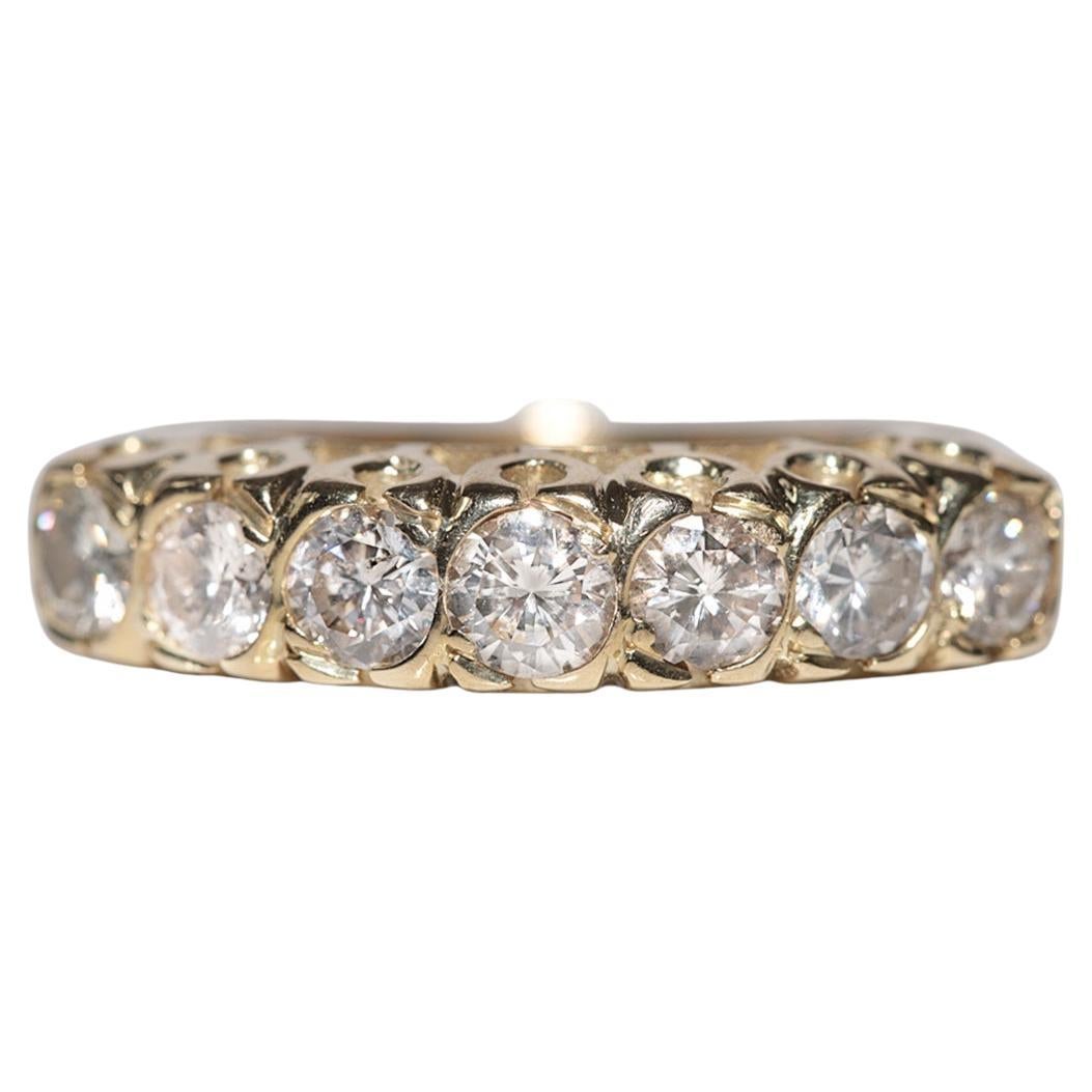 Vintage Circa 1980s 14k Gold Natural Diamond Decorated Band Ring