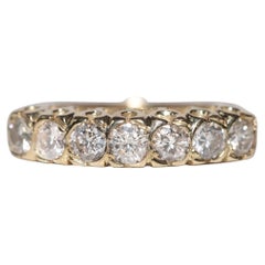 Vintage Circa 1980s 14k Gold Natural Diamond Decorated Band Ring