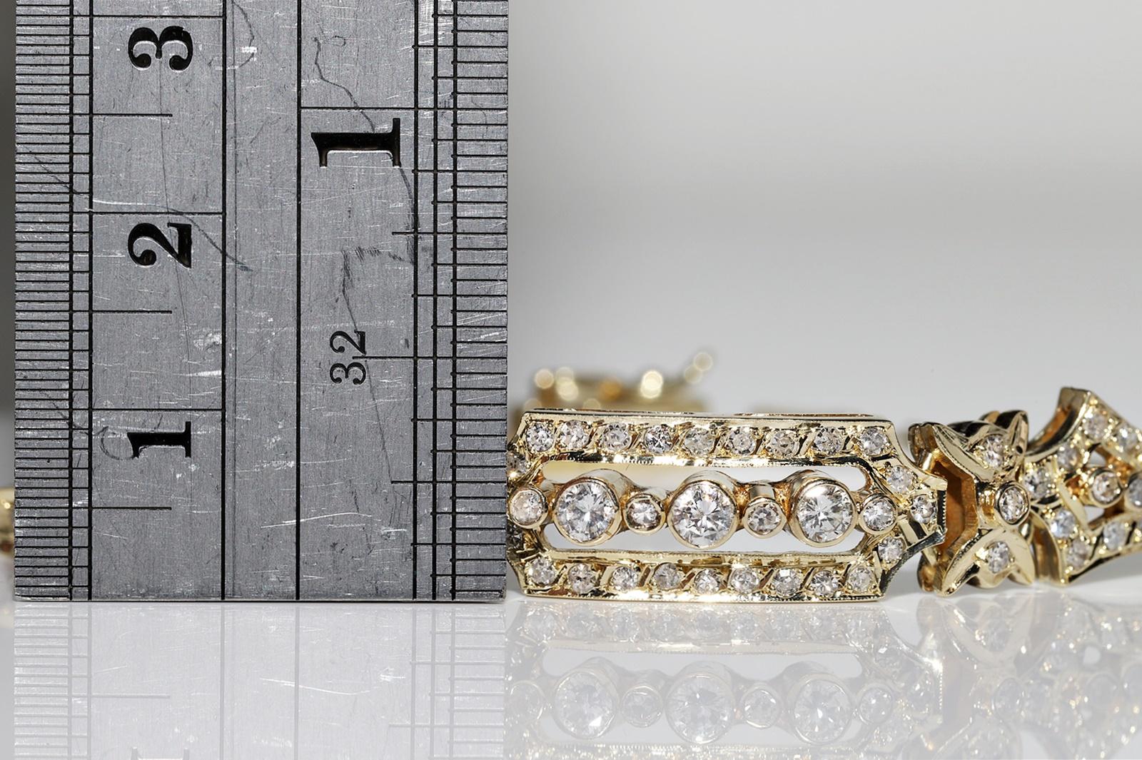 Circa 1980er Jahre  14k Gold Natürliches Diamant-Armband mit Dekoration  Damen im Angebot