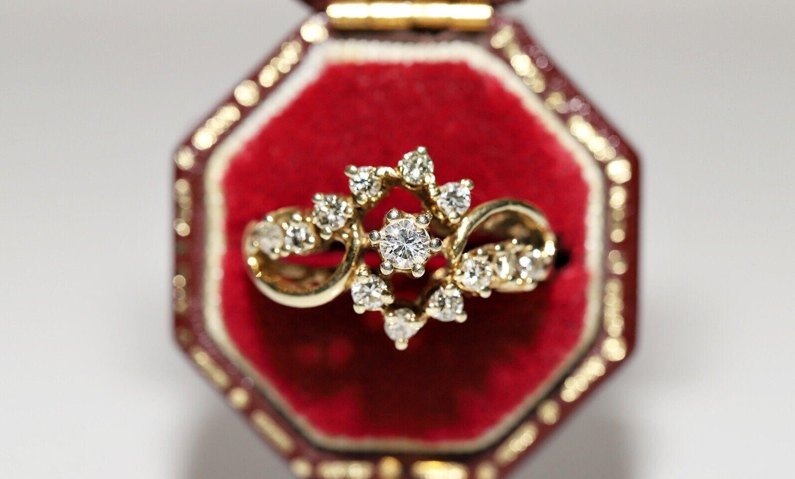 Vintage Circa 1980er Jahre 14k Gold Natürlicher Diamant Dekorierter Cluster-Ring  im Angebot 7