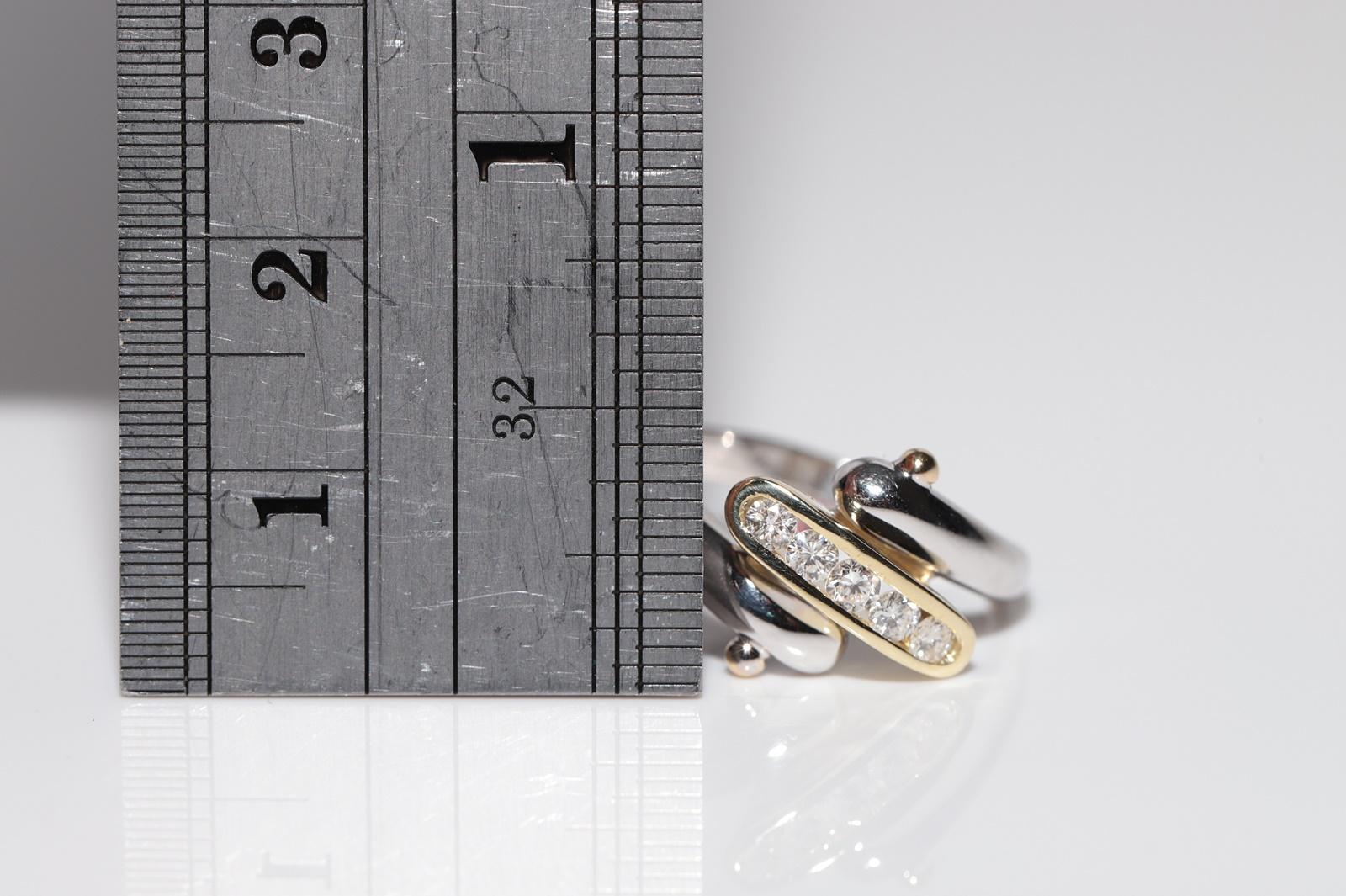 Vintage Circa 1980er Jahre 14k Gold Natürlicher Diamant Dekorierter Cluster-Ring im Zustand „Gut“ im Angebot in Fatih/İstanbul, 34