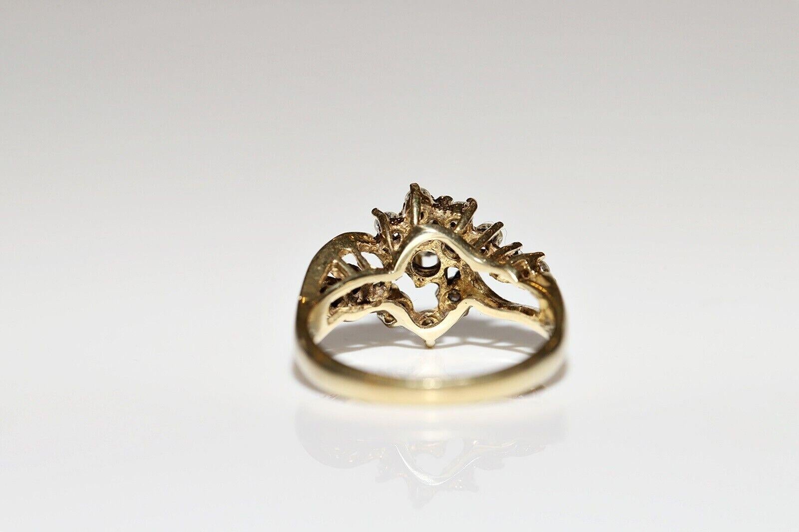 Women's Vintage Circa 1980s 14k Gold Natural Diamond Decorated Cluster Ring  For Sale