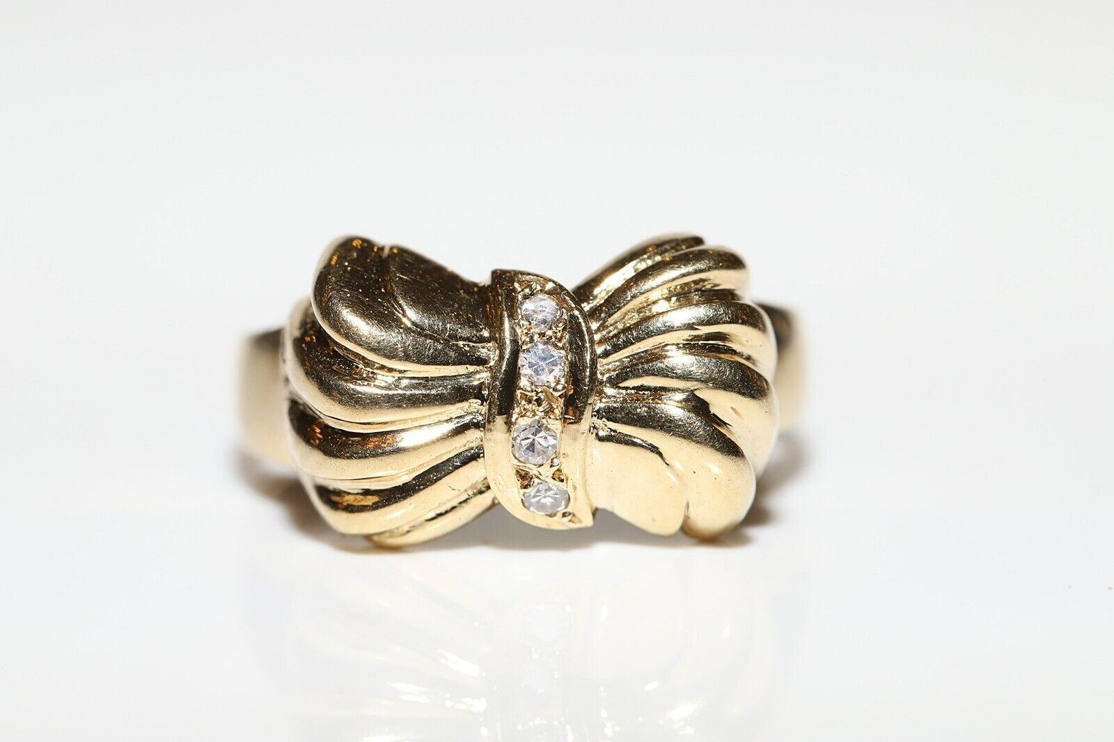 Vintage Circa 1980s 14k Gold Natural Diamond Decorated Cluster Ring  For Sale 2