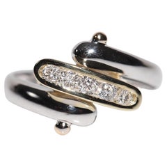 Vintage Circa 1980s 14k Gold Natural Diamond Decorated Cluster Ring