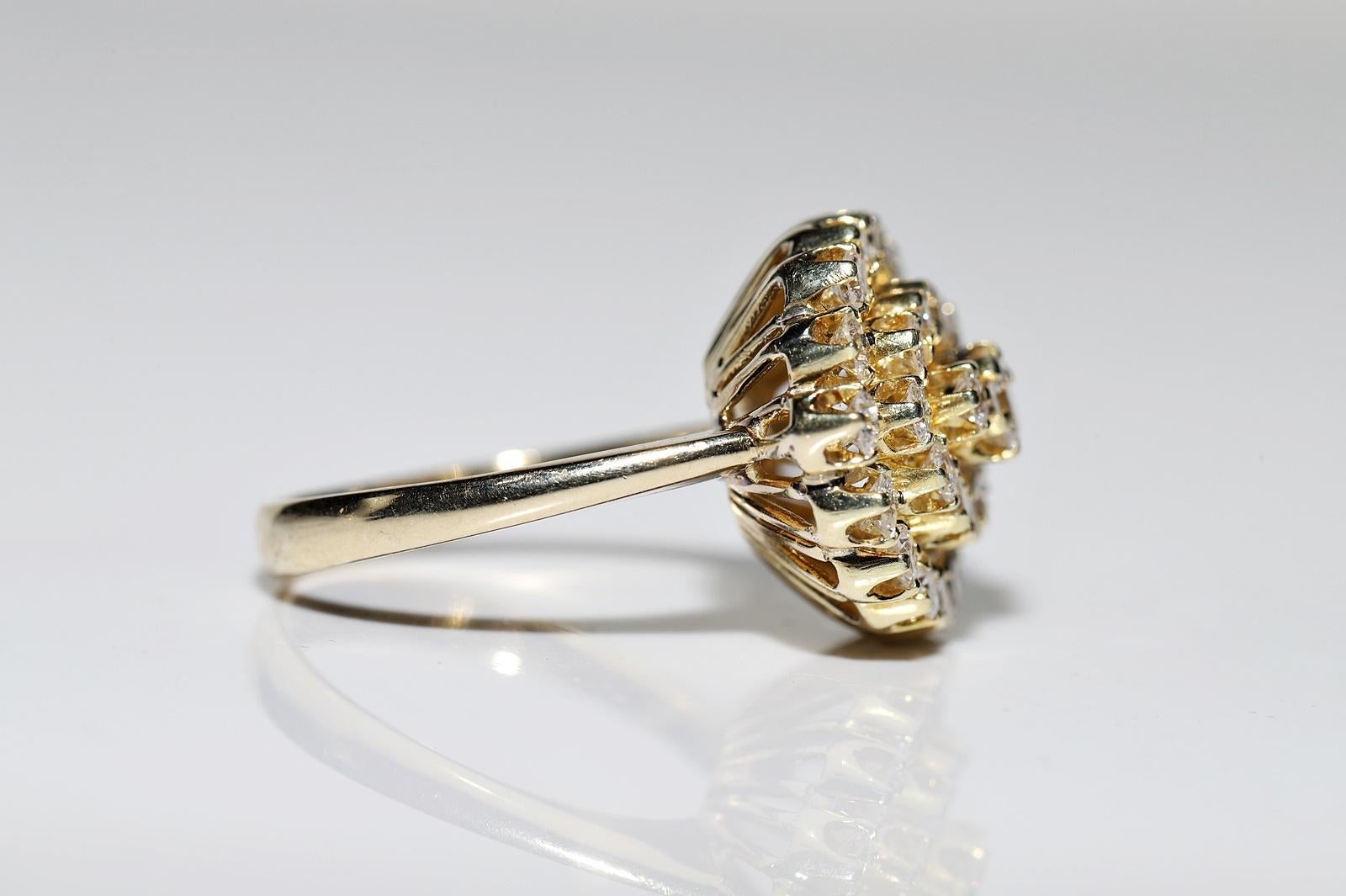 Vintage Circa 1980s 14k Gold Natural Diamond Decorated Cocktail Ring For Sale 4
