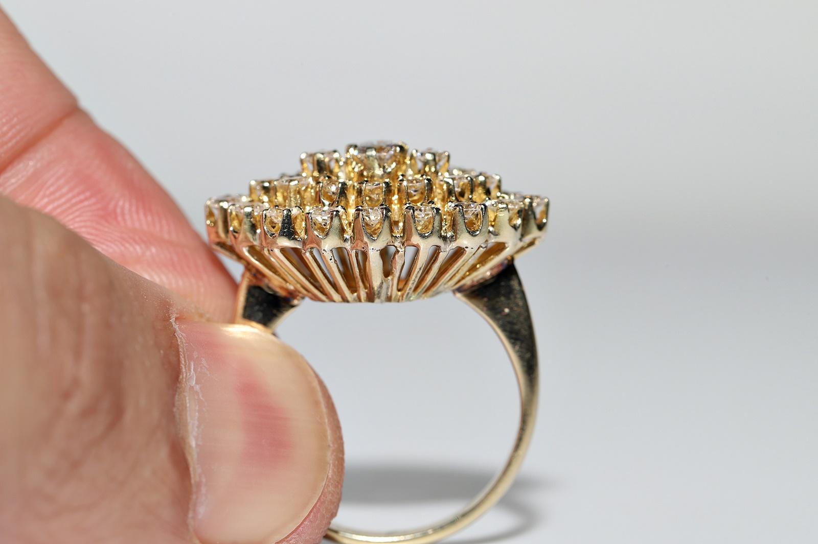 Vintage Circa 1980s 14k Gold Natural Diamond Decorated Cocktail Ring For Sale 5
