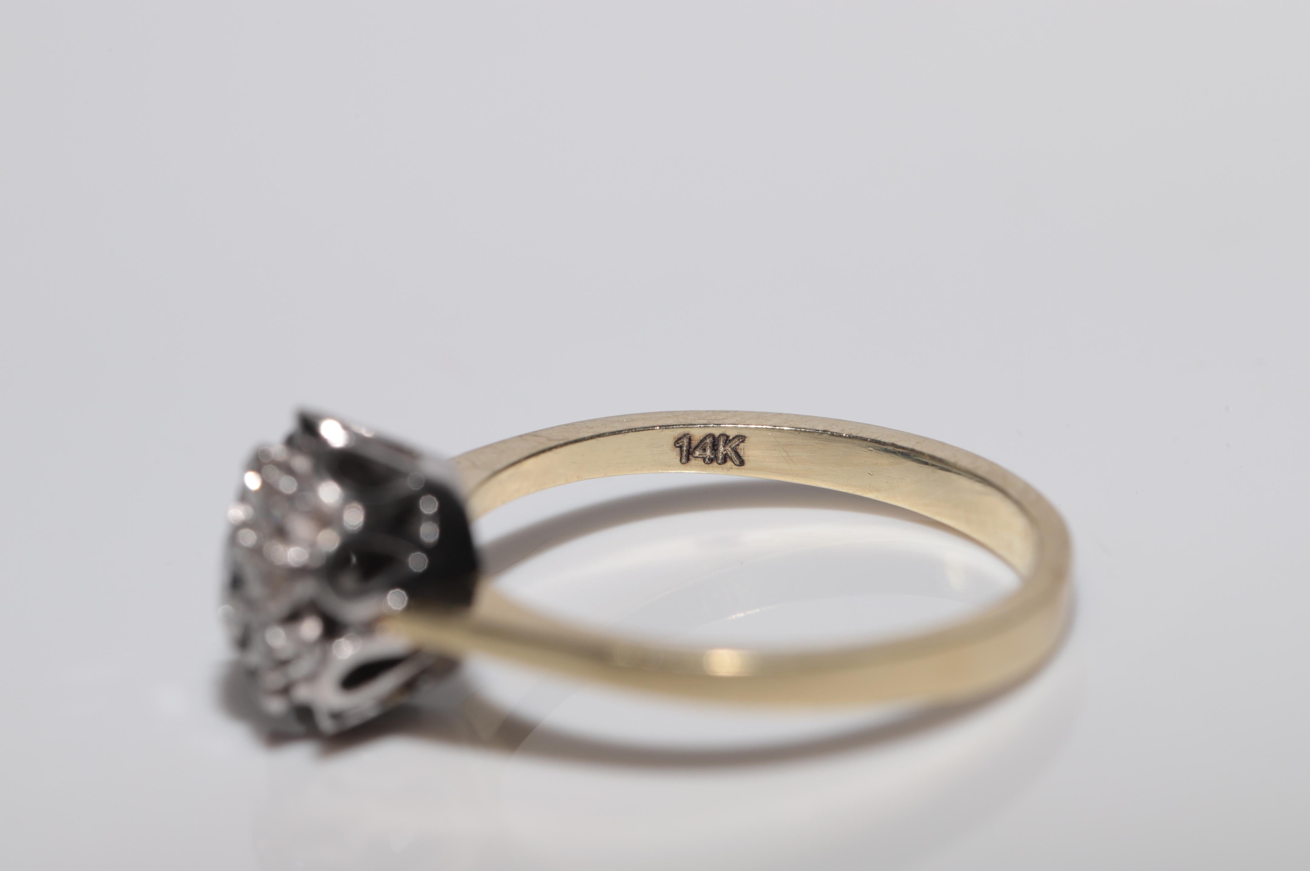 Anello da cocktail decorato con diamanti naturali in oro 14k, CIRCA GLI ANNI 80 in vendita 9