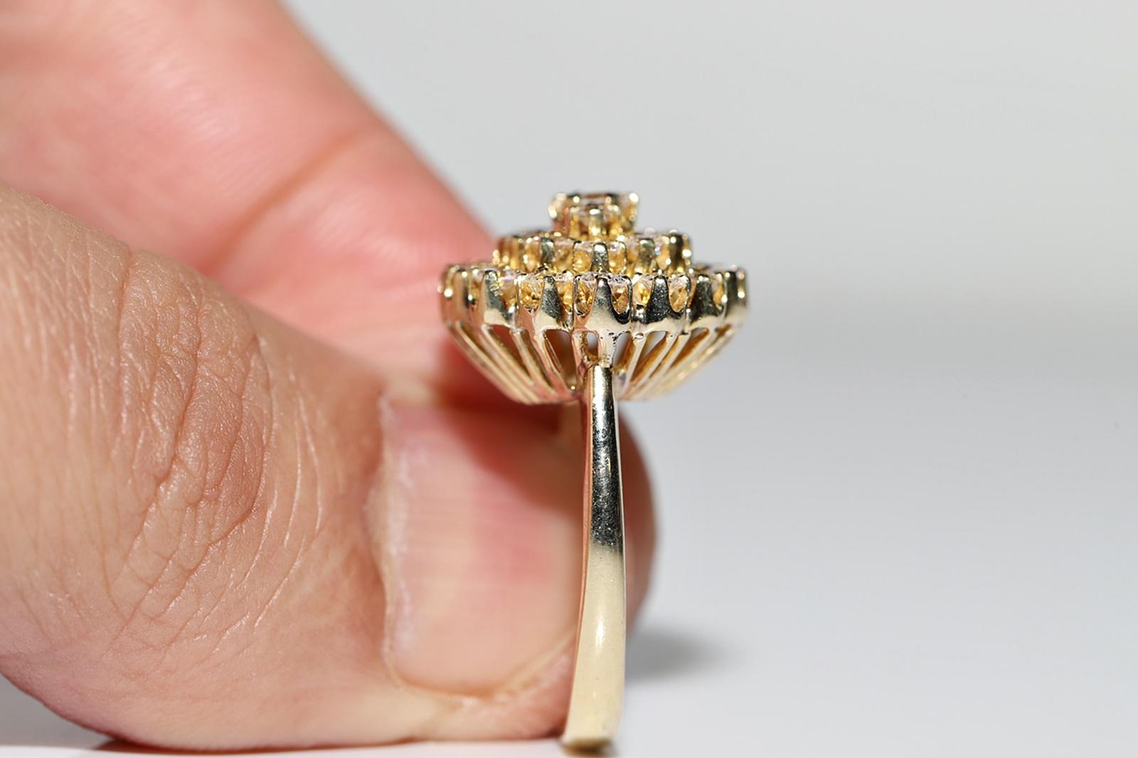 Vintage Circa 1980s 14k Gold Natural Diamond Decorated Cocktail Ring For Sale 11
