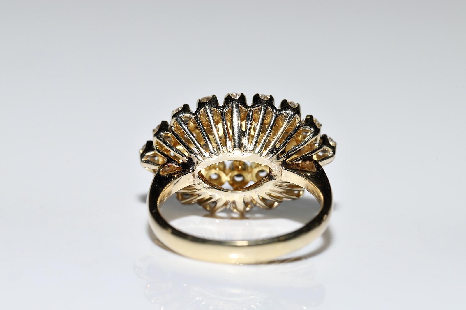 Vintage Circa 1980s 14k Gold Natural Diamond Decorated Cocktail Ring For Sale 12