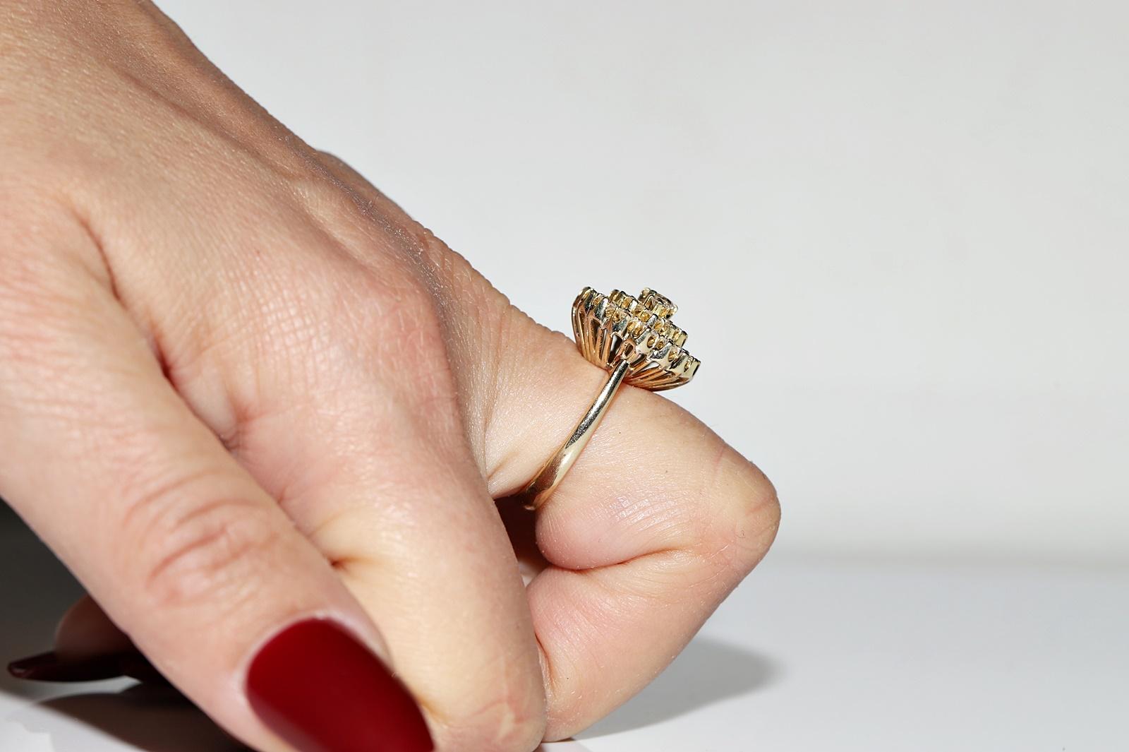 Brilliant Cut Vintage Circa 1980s 14k Gold Natural Diamond Decorated Cocktail Ring For Sale