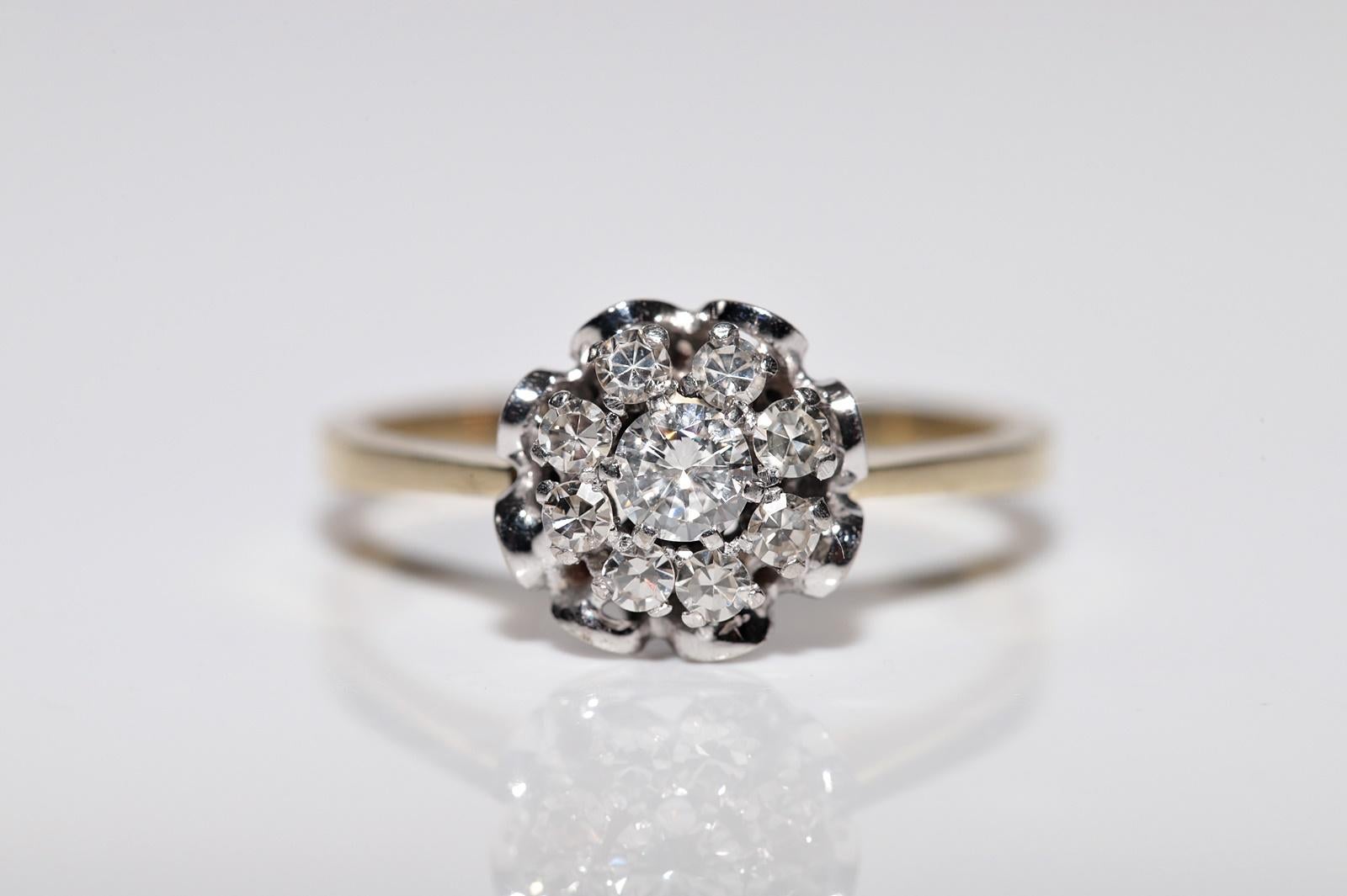 Taglio brillante Anello da cocktail decorato con diamanti naturali in oro 14k, CIRCA GLI ANNI 80 in vendita