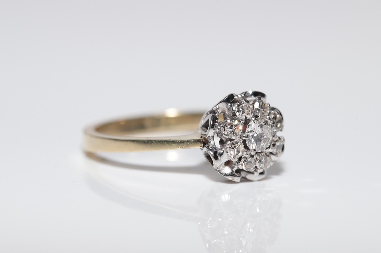 Donna Anello da cocktail decorato con diamanti naturali in oro 14k, CIRCA GLI ANNI 80 in vendita