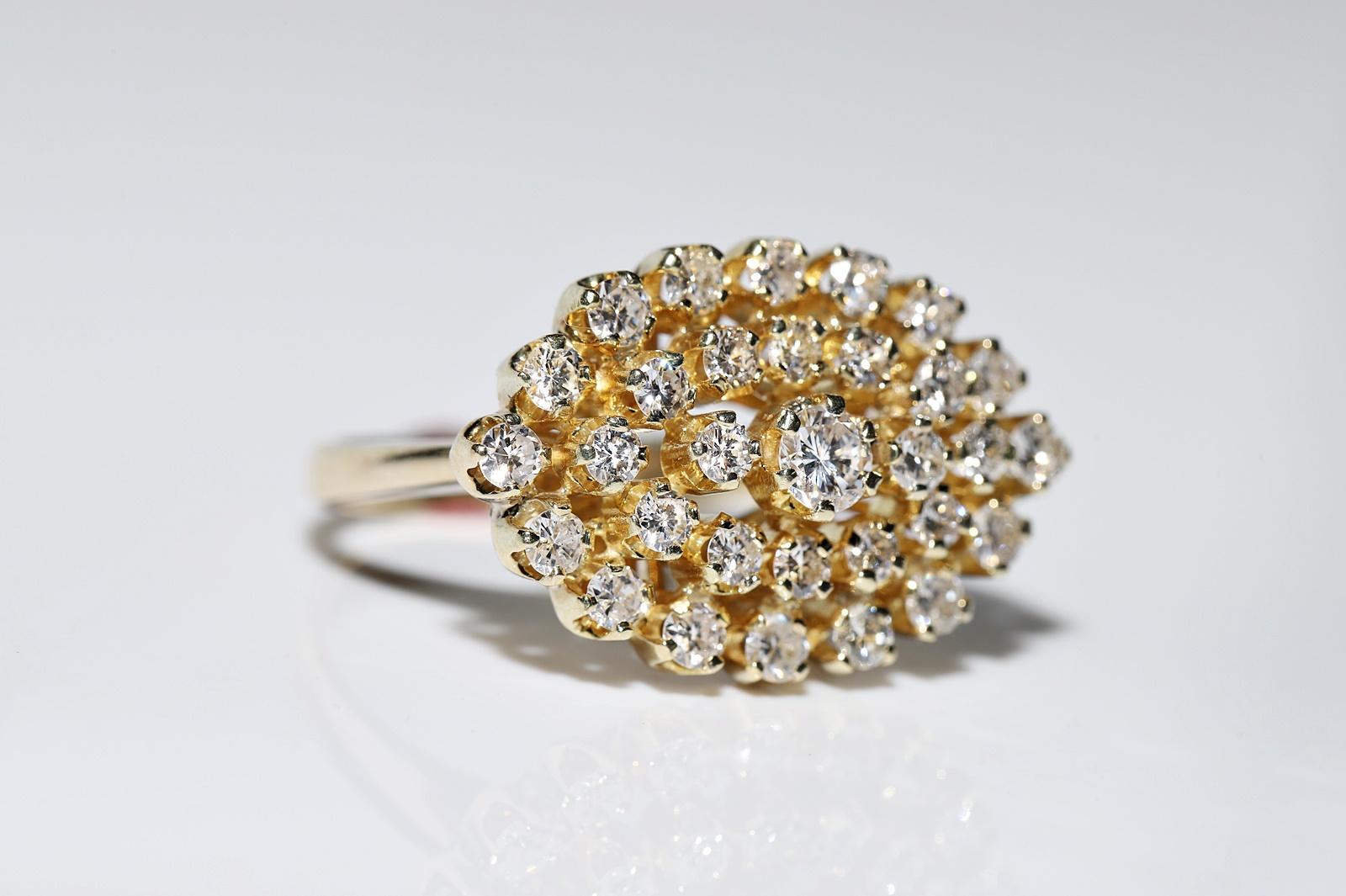 Vintage Circa 1980s 14k Gold Natural Diamond Decorated Cocktail Ring For Sale 3