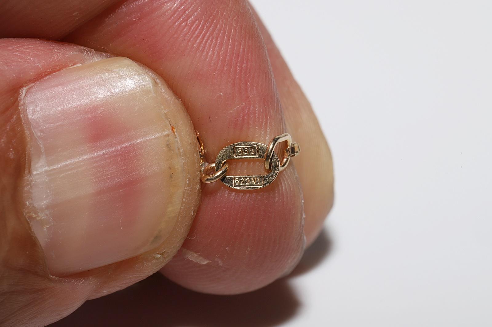 Vintage Circa 1980s 14k Gold Natural Diamond Decorated Drop Pendant Necklace For Sale 6
