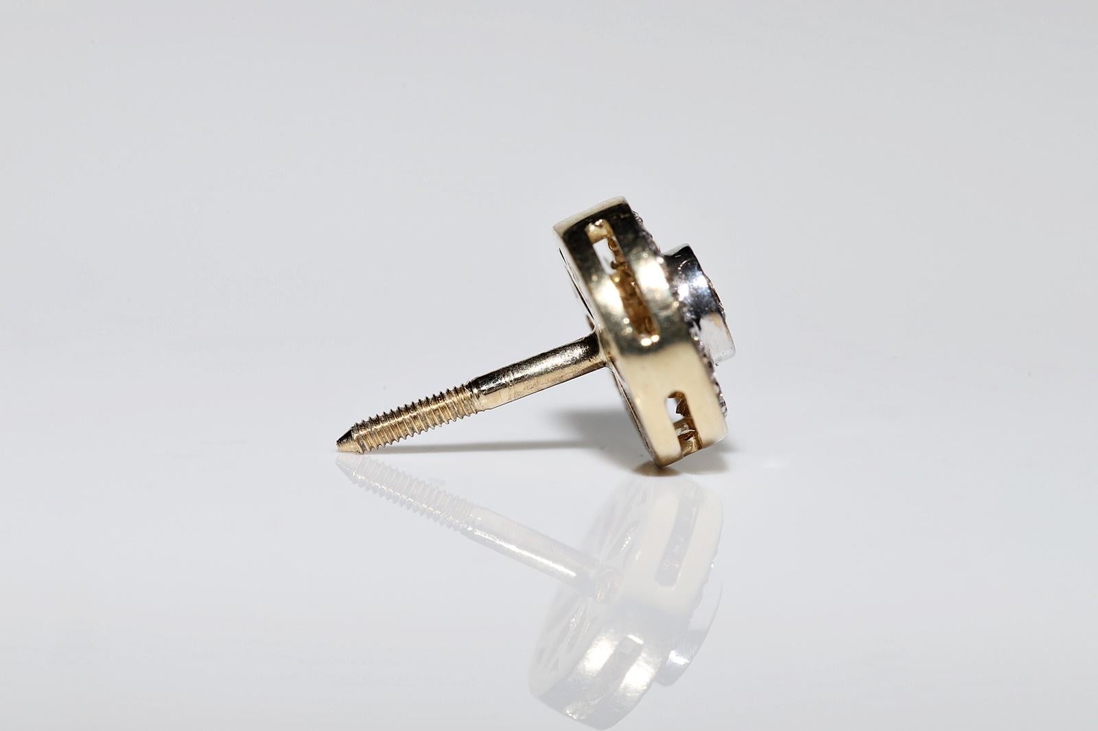 Vintage Circa 1980er Jahre 14k Gold Natürlicher Diamant-Ohrring mit Dekoration im Angebot 4