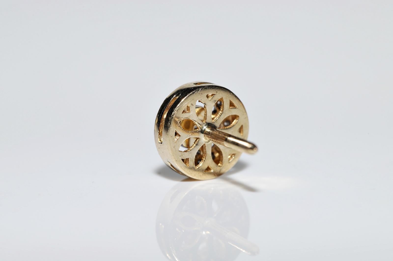 Vintage Circa 1980er Jahre 14k Gold Natürlicher Diamant-Ohrring mit Dekoration im Angebot 5