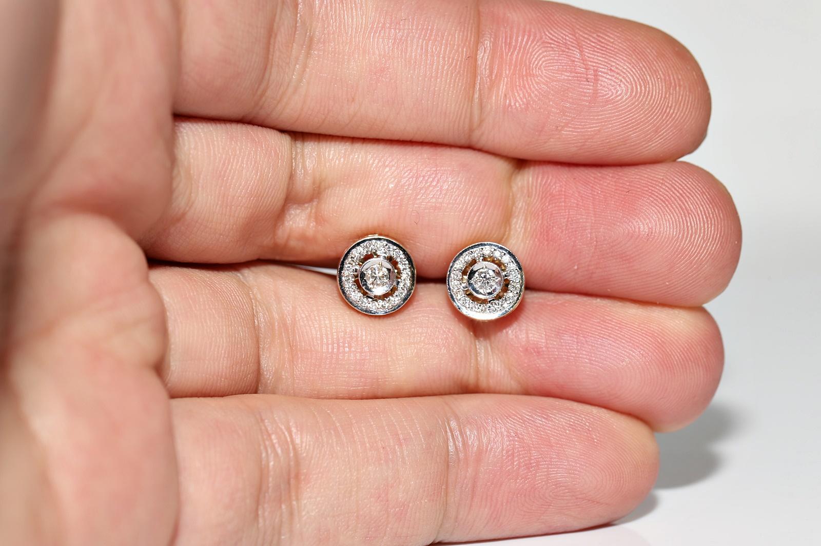 Vintage Circa 1980er Jahre 14k Gold Natürlicher Diamant-Ohrring mit Dekoration im Angebot 6