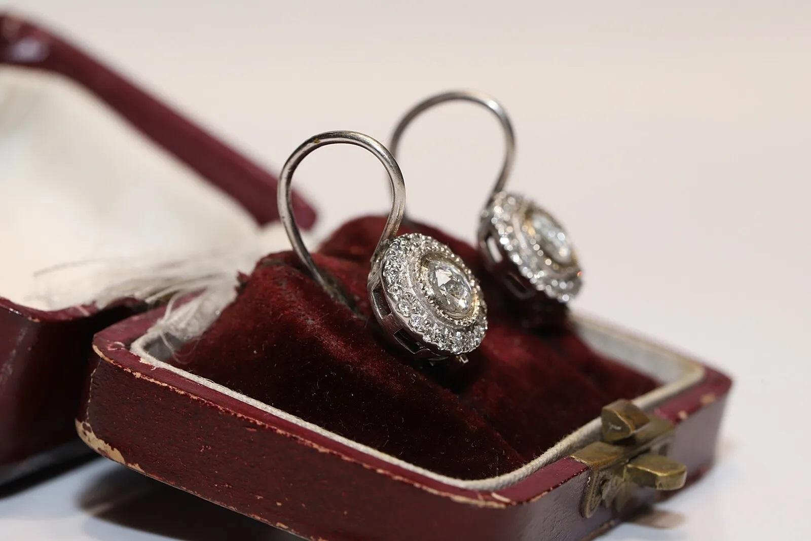 Vintage Circa 1980er Jahre 14k Gold Natürlicher Diamant-Ohrring mit Dekoration  (Rosenschliff) im Angebot