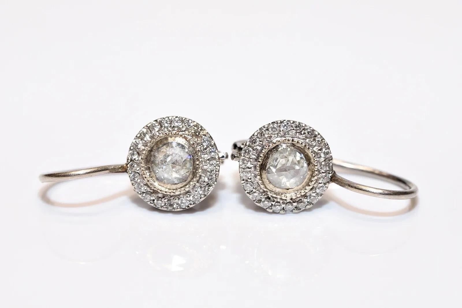 Women's Vintage Circa 1980s 14k Gold Natural Diamond Decorated Earring  For Sale