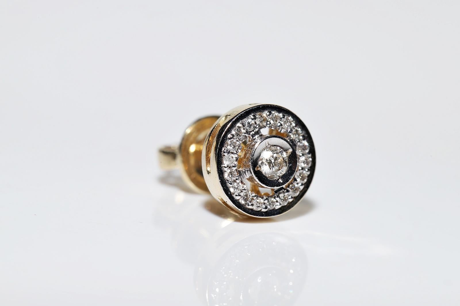 Vintage Circa 1980er Jahre 14k Gold Natürlicher Diamant-Ohrring mit Dekoration im Angebot 1