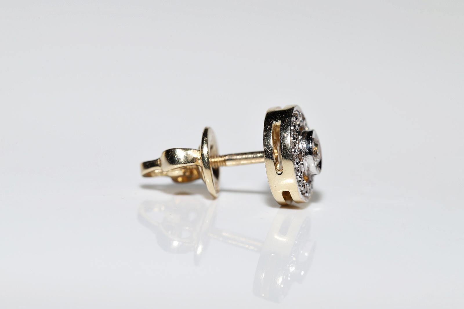 Vintage Circa 1980er Jahre 14k Gold Natürlicher Diamant-Ohrring mit Dekoration im Angebot 2