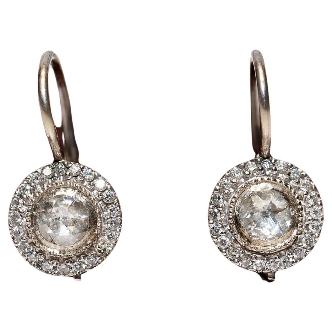 Vintage Circa 1980er Jahre 14k Gold Natürlicher Diamant-Ohrring mit Dekoration  im Angebot