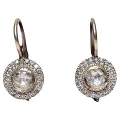 Boucle d'oreille vintage Circa 1980 en or 14k ornée de diamants naturels 