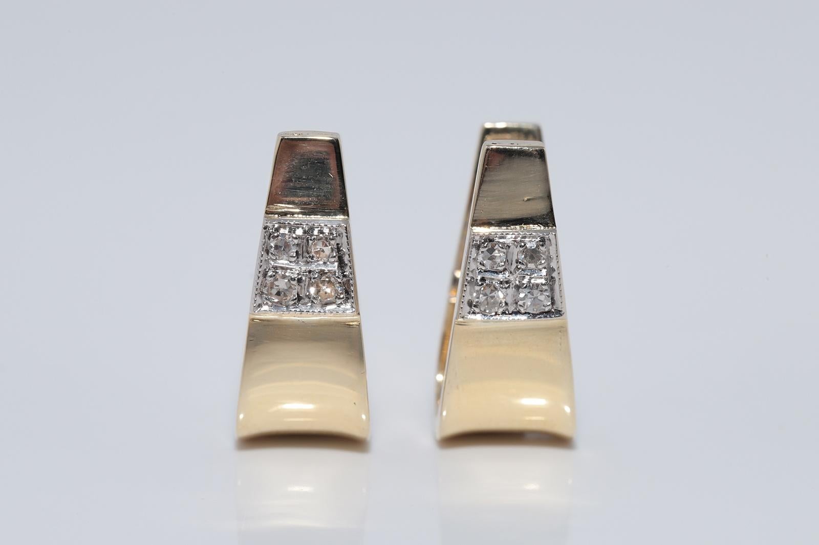 Orecchino decorato con diamanti naturali in oro 14k, vintage CIRCA gli anni 
80