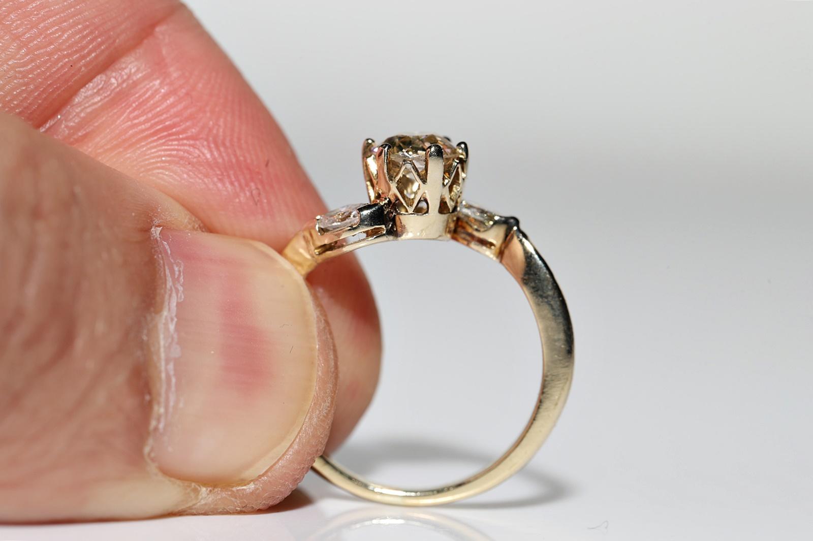 Verlobungsring, Vintage, ca. 1980er Jahre, 14k Gold, natürlicher Diamant, dekoriert im Angebot 5