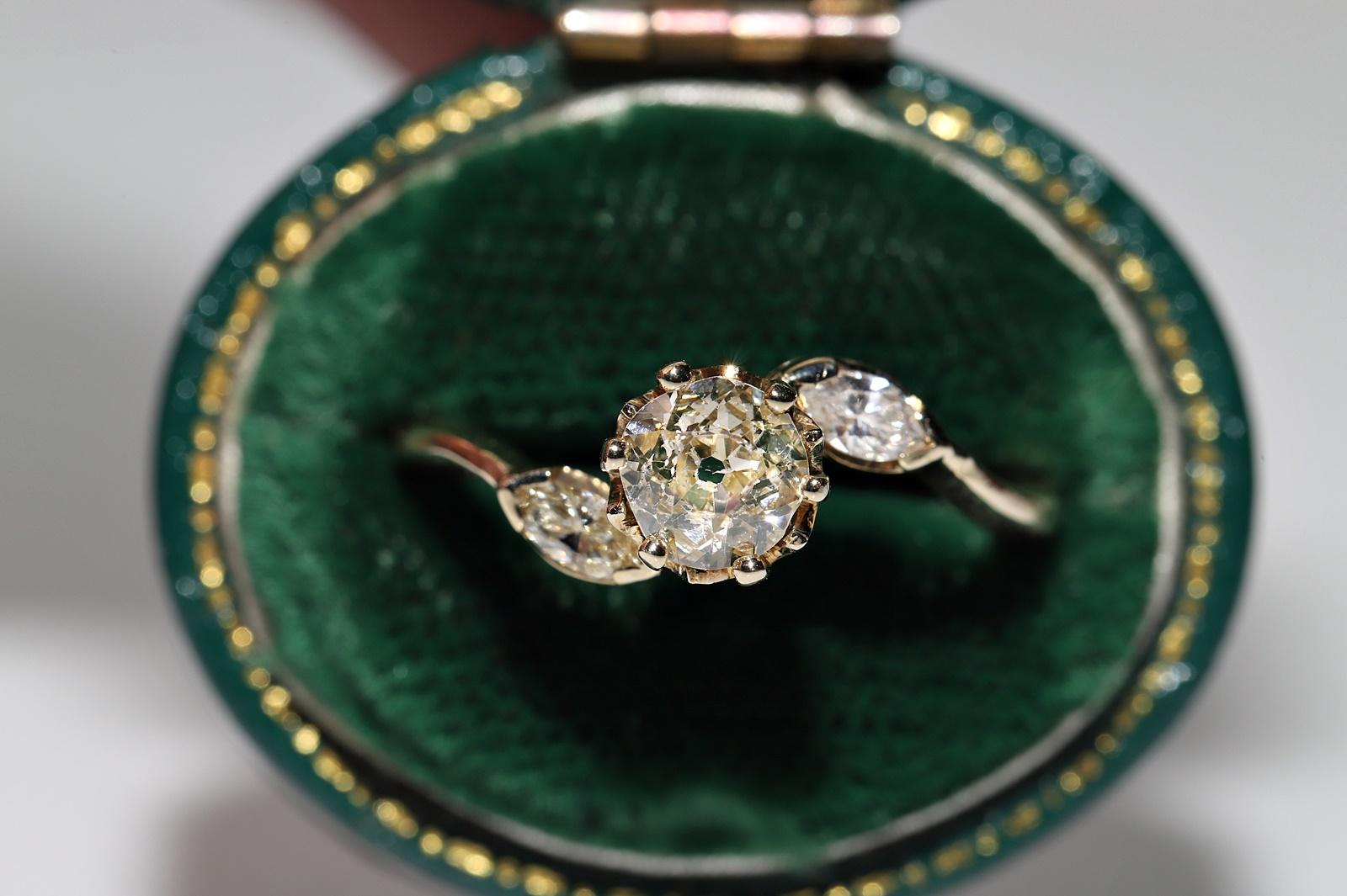Verlobungsring, Vintage, ca. 1980er Jahre, 14k Gold, natürlicher Diamant, dekoriert im Zustand „Gut“ im Angebot in Fatih/İstanbul, 34