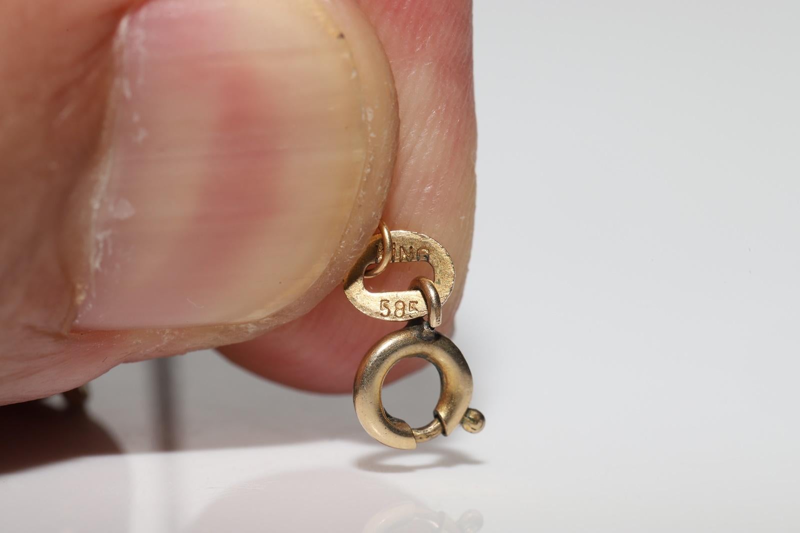 Vintage Circa 1980er Jahre 14k Gold Natürlicher Diamant Deko-Blumen-Anhänger Halskette im Angebot 7