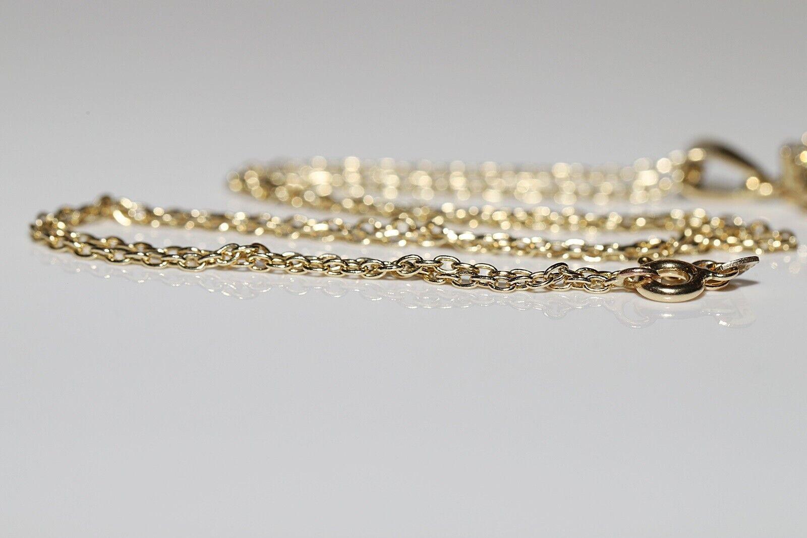 Vintage Circa 1980er Jahre 14k Gold Natürlicher Diamant Dekorierter Anhänger Halskette im Angebot 5