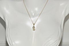 Vintage Circa 1980s 14k Gold Natural Diamond Decorated Pendant Necklace