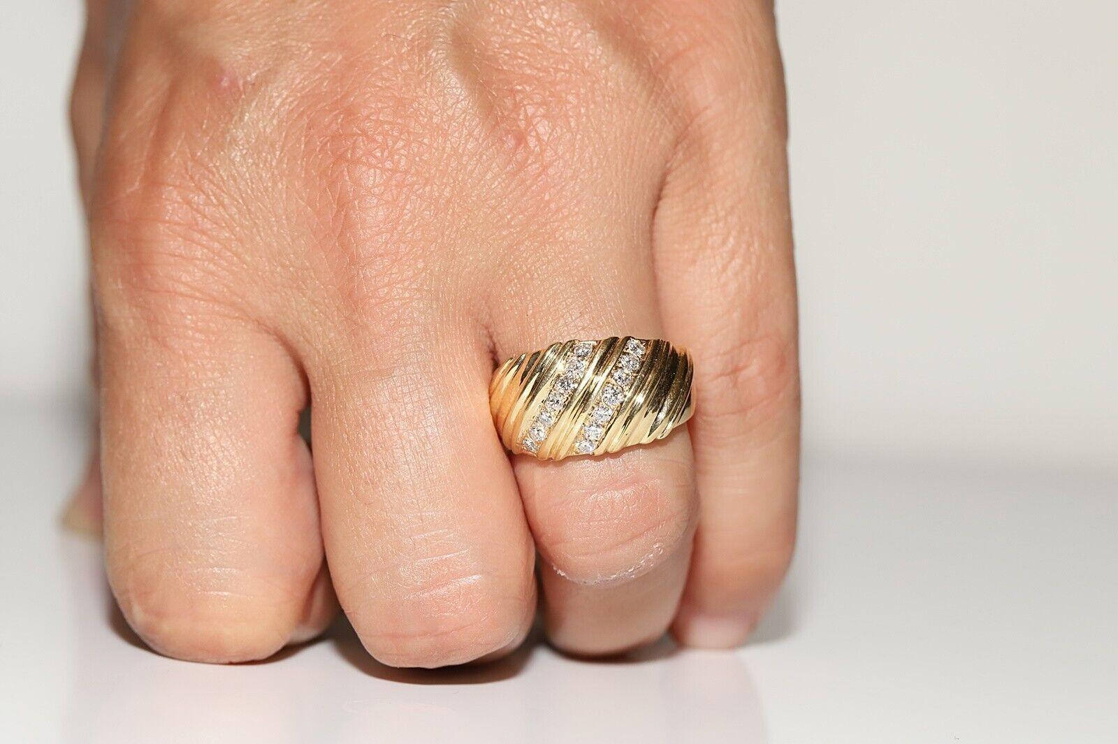 Vintage Circa 1980er Jahre 14k Gold Natürlicher Diamant Dekorierter Vintage-Ring  im Angebot 4