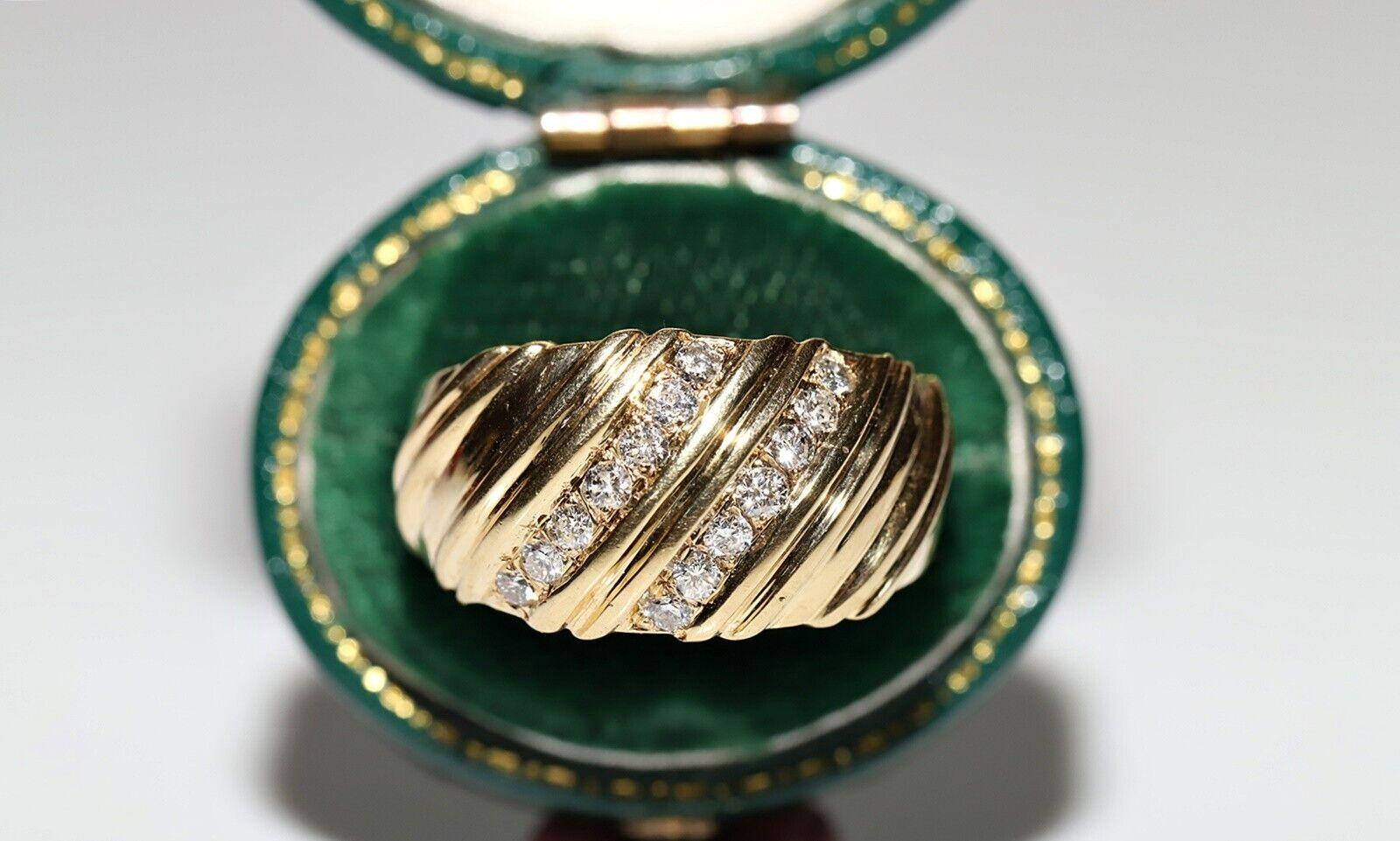 Vintage Circa 1980er Jahre 14k Gold Natürlicher Diamant Dekorierter Vintage-Ring  im Angebot 5