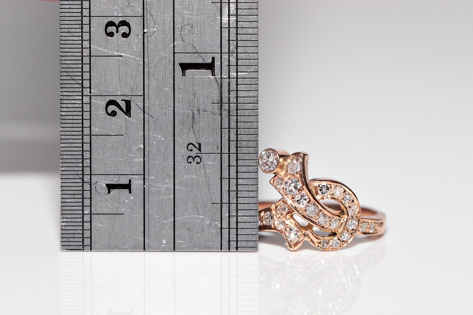 Vintage Circa 1980er Jahre 14k Gold Natürlicher Diamant Dekorierter Vintage-Ring im Angebot 5